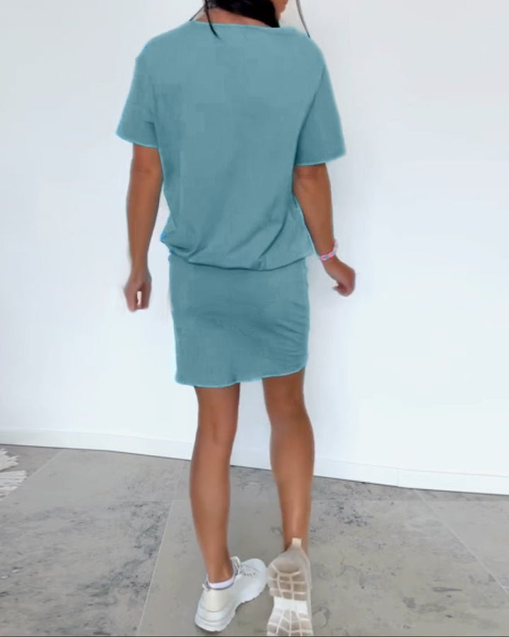 Vestido corto de mujer para uso diario, casual, elástico y cómodo. Perfecto para tu día a día.