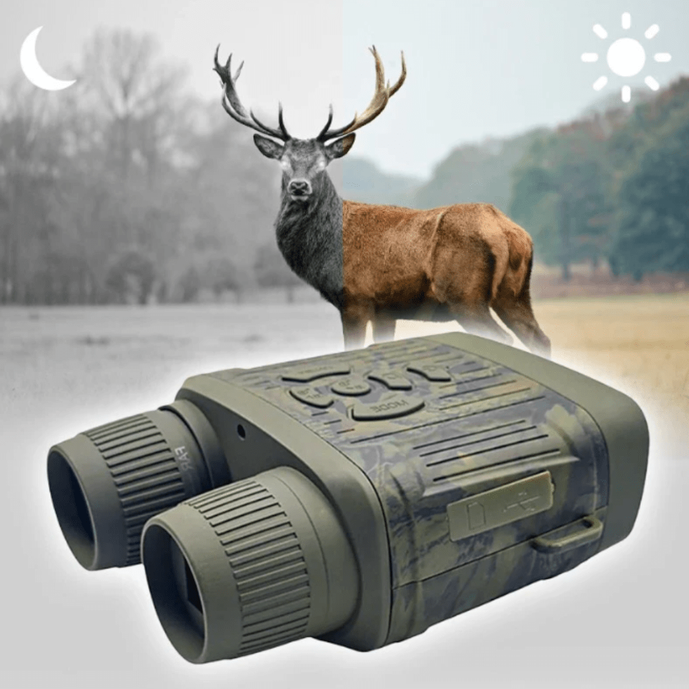 Binoculares de visión nocturna HD para observar fauna o seguridad hasta 305m en total oscuridad con infrarrojos.