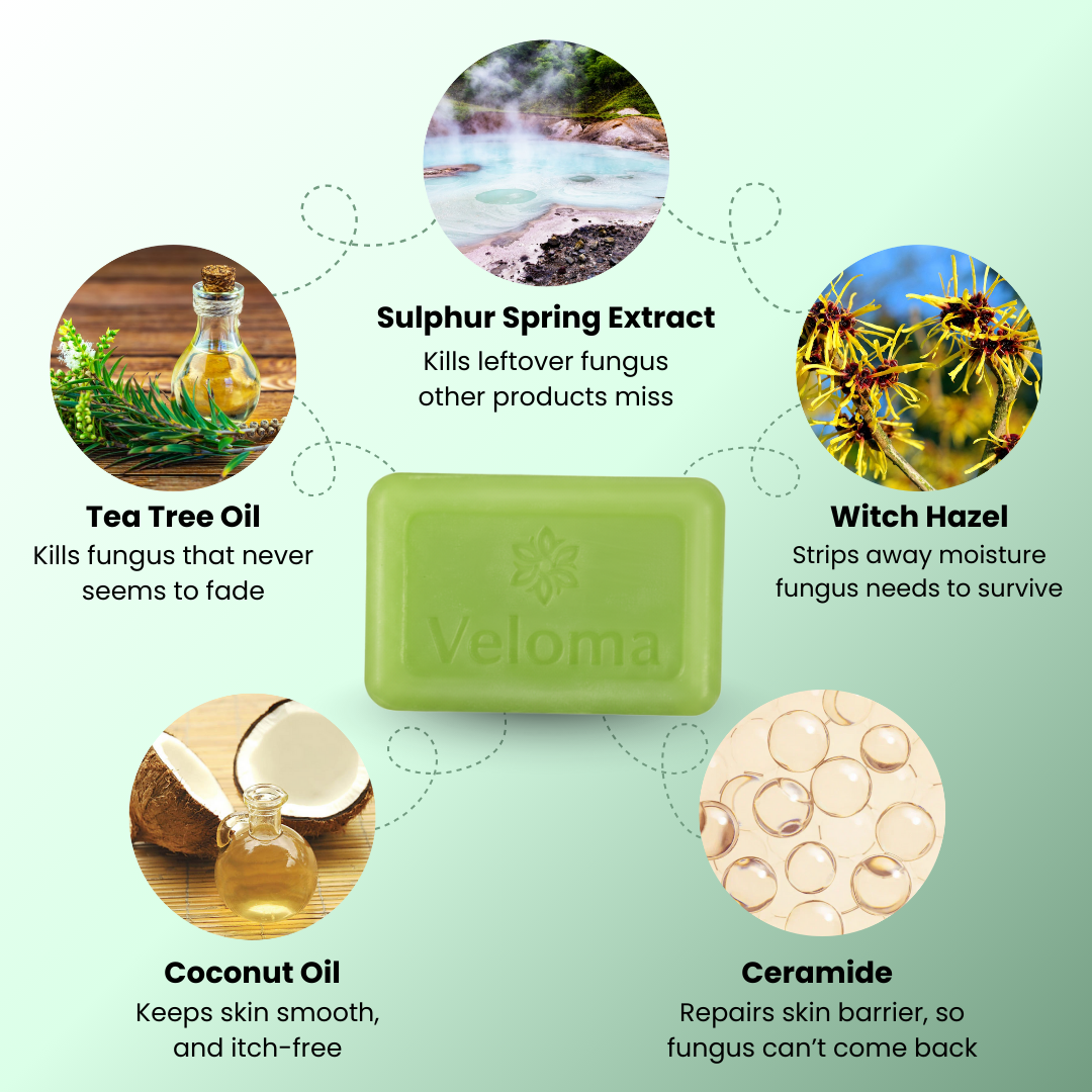 Barra para piel sensible, enriquecida con aceite de árbol de té, efecto antifúngico.