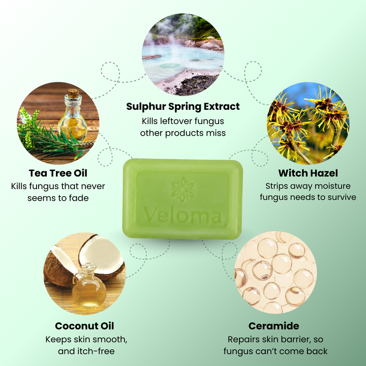 Barra para piel sensible, enriquecida con aceite de árbol de té, efecto antifúngico.