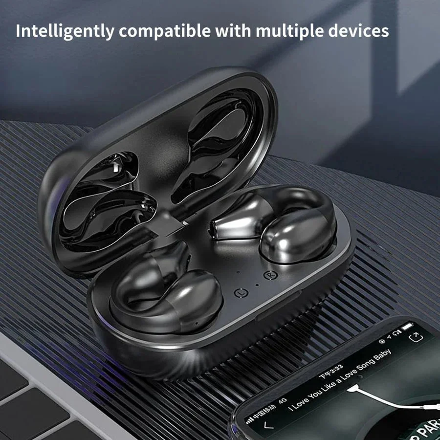 Auriculares de clip oreja inalámbricos de conducción ósea. Ajuste discreto, seguro y cómodo para todo el día.