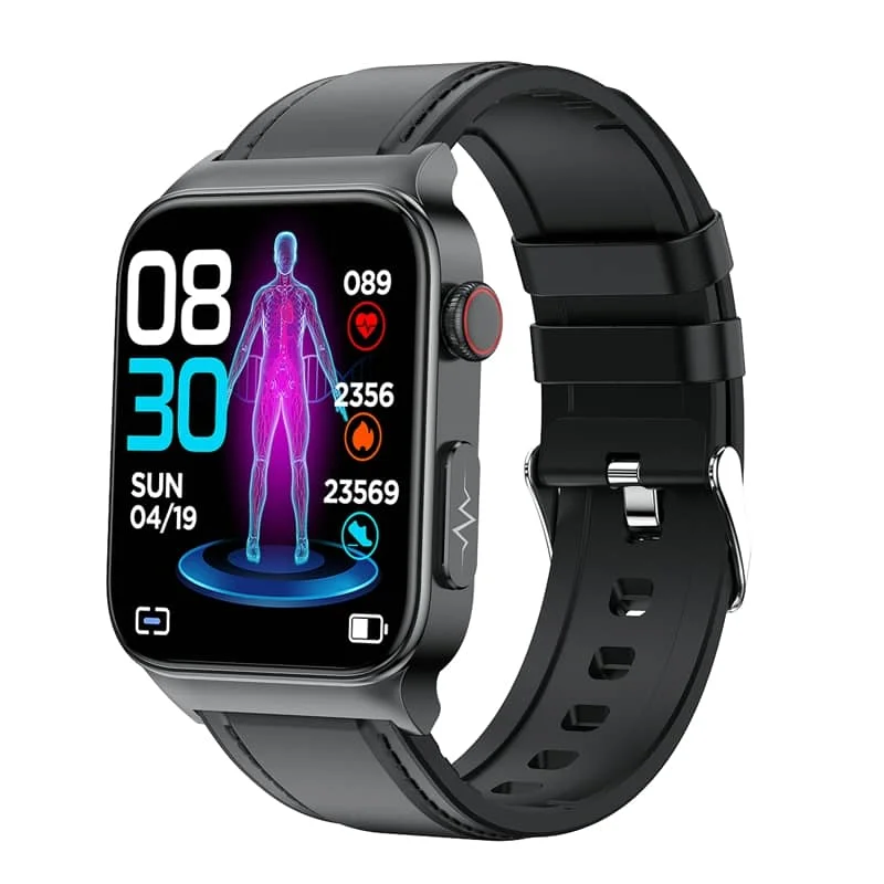 Reloj inteligente unisex con ECG y monitor de glucosa, pantalla HD para salud digital.