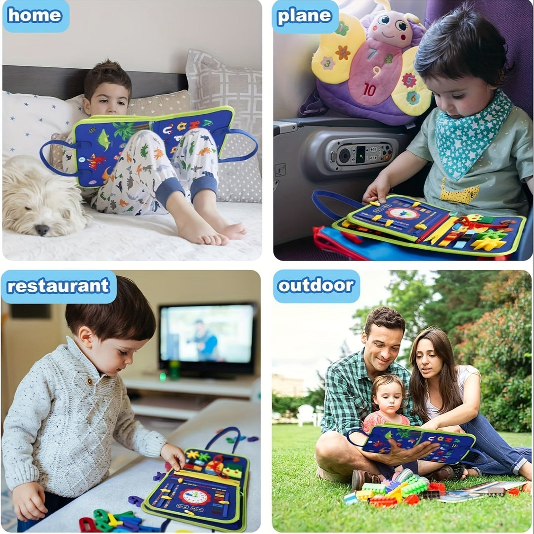 Panel de presión multi-actividad 25-en-1. Juguete sensorial y educativo para niños pequeños y su desarrollo.