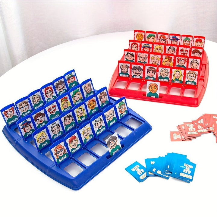 Juego de mesa clásico ¿Quién Es? Diversión familiar interactiva. Adivinanzas para 2 jugadores, niños y adultos.