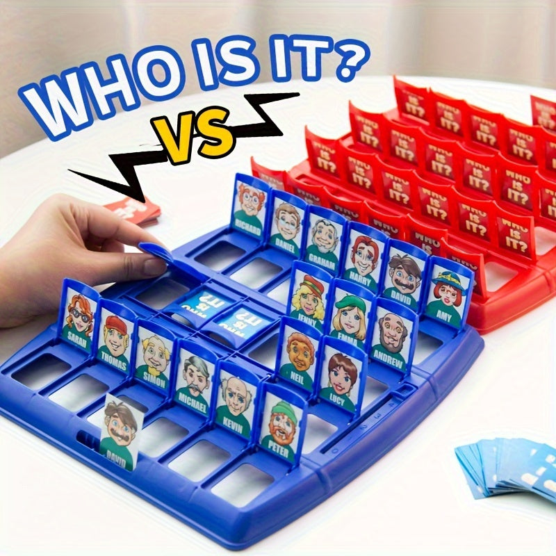 Juego de mesa ¿Quién Es? con tableros de personajes. Ideal para adivinanzas y diversión familiar interactiva.