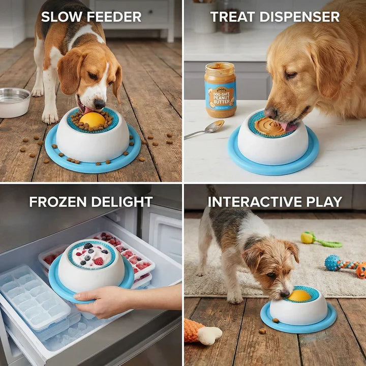 Tapete de alimentación lenta para mascotas. Favorece digestión saludable y reduce la ansiedad en perros y gatos.
