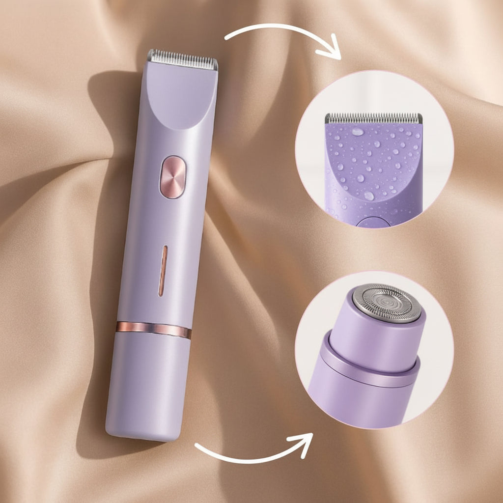 Máquina de afeitar femenina, recargable por USB, ideal para depilación corporal sin irritación, uso en seco o húmedo.