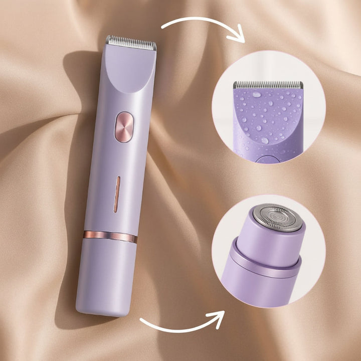 Máquina de afeitar femenina, recargable por USB, ideal para depilación corporal sin irritación, uso en seco o húmedo.