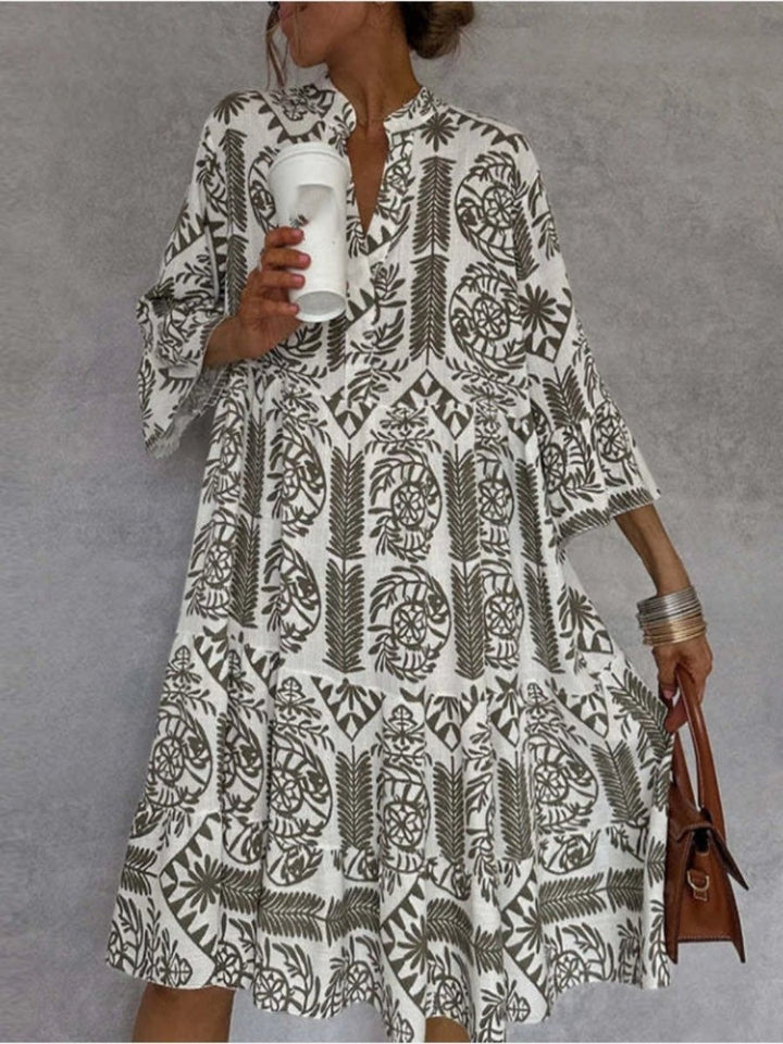 Vestido casual de verano para mujer, estilo túnica holgada floral y escalonada, ligero y muy fresco.