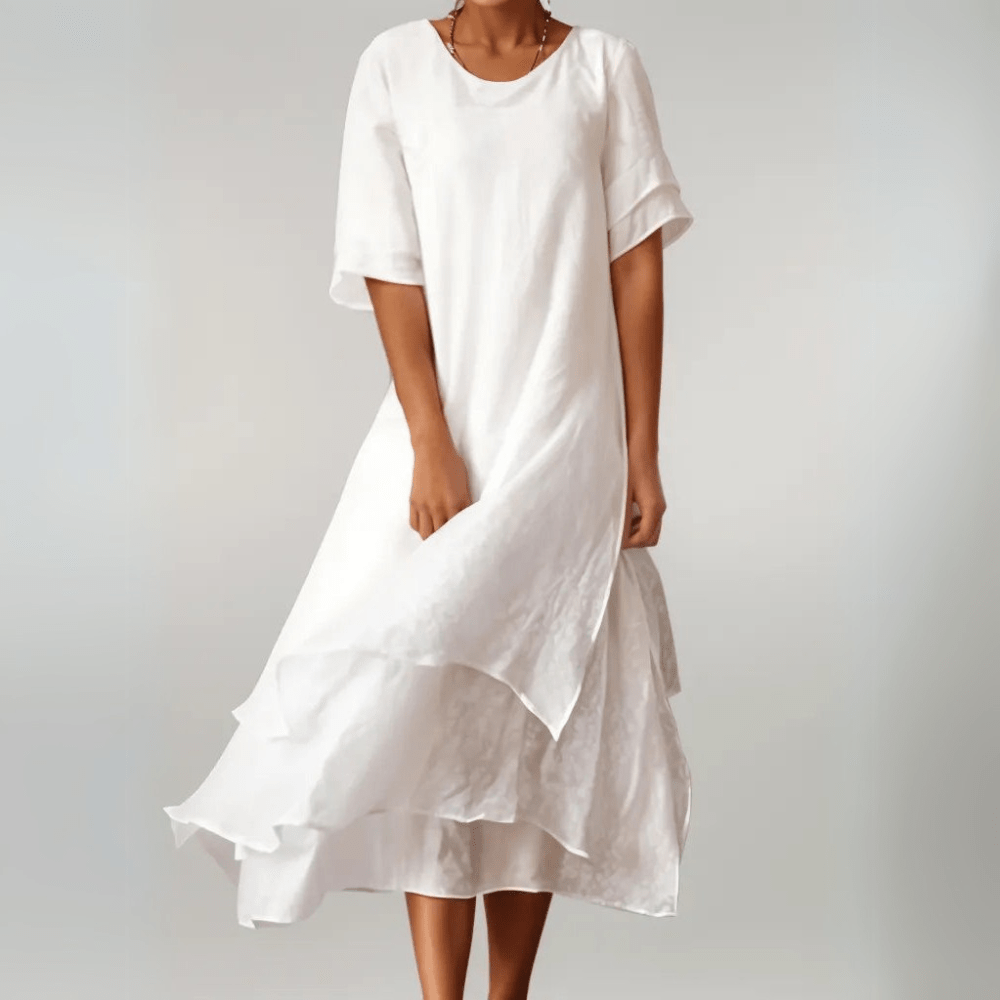 Vestido maxi de mujer ligero y cómodo para playa o uso diario. Estilo casual y fresco de verano.