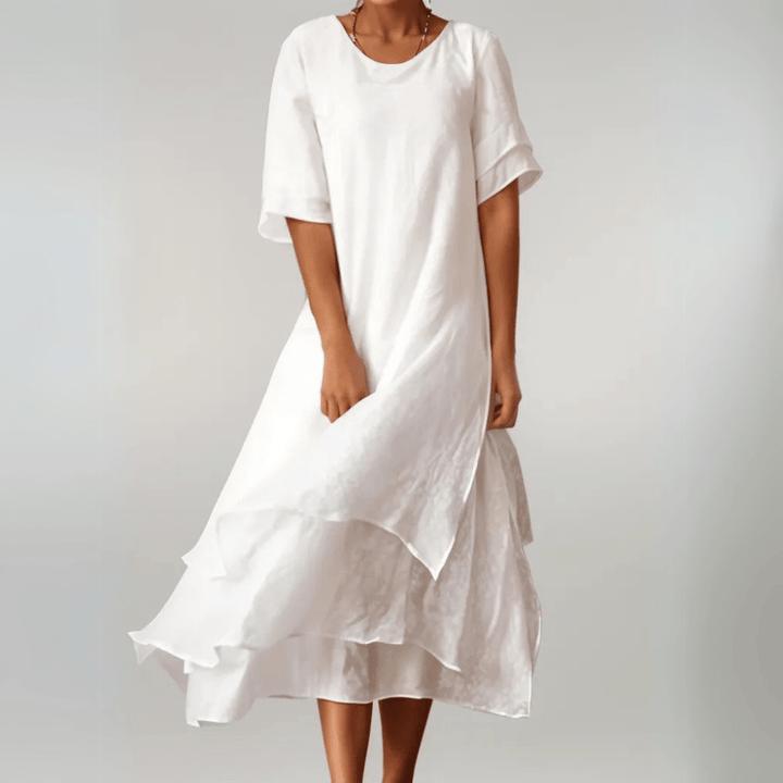 Vestido maxi de mujer ligero y cómodo para playa o uso diario. Estilo casual y fresco de verano.