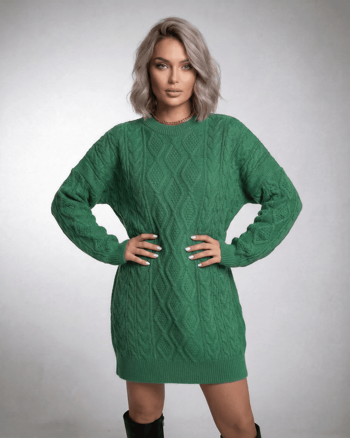 Vestido suelto Ivy verde esmeralda, cómodo y versátil para mujer, ideal para otoño invierno.