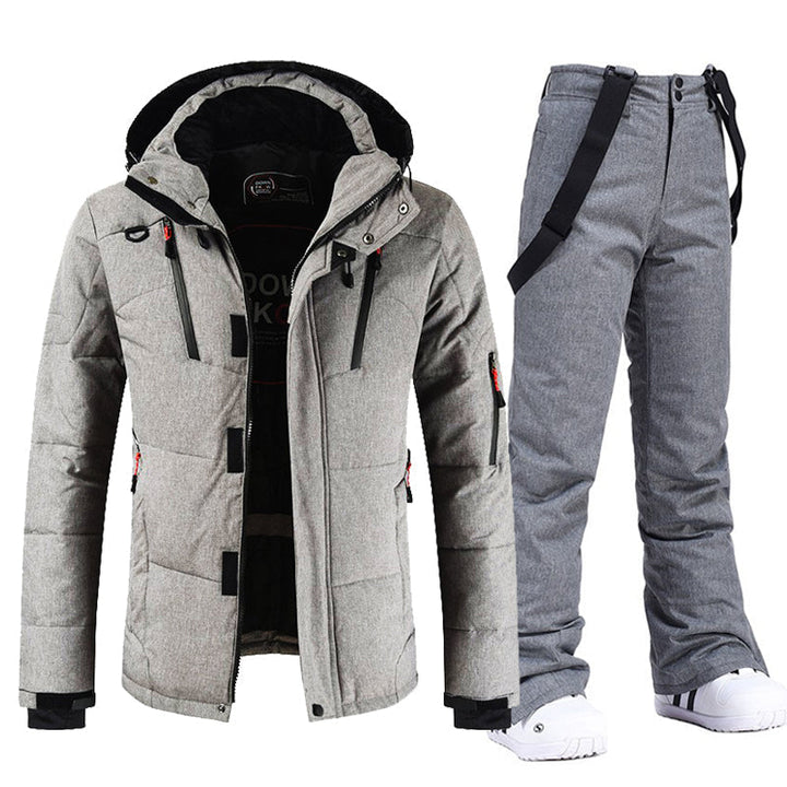 Conjunto de invierno hombre: chaqueta acolchada y pantalón térmico. Ideal para esquí, montaña y clima frío.