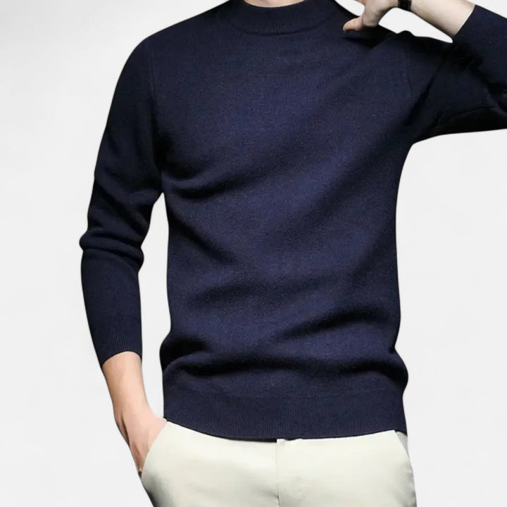 Suéter de invierno para hombre, punto clásico con cuello redondo, moda masculina atemporal.