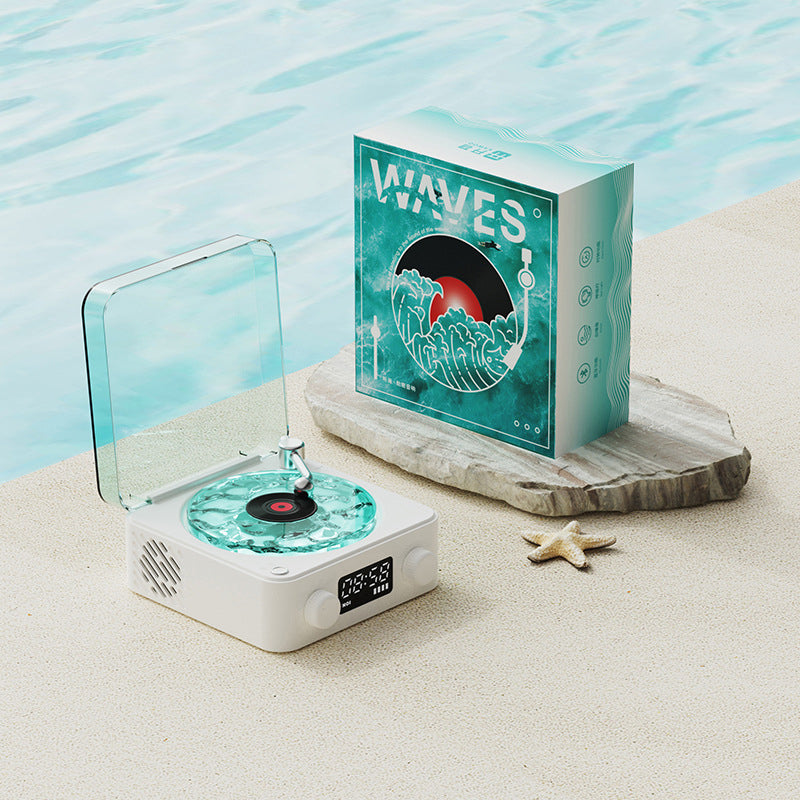 Altavoz retro inalámbrico con proyector de galaxias y sonidos para meditación y relajación.