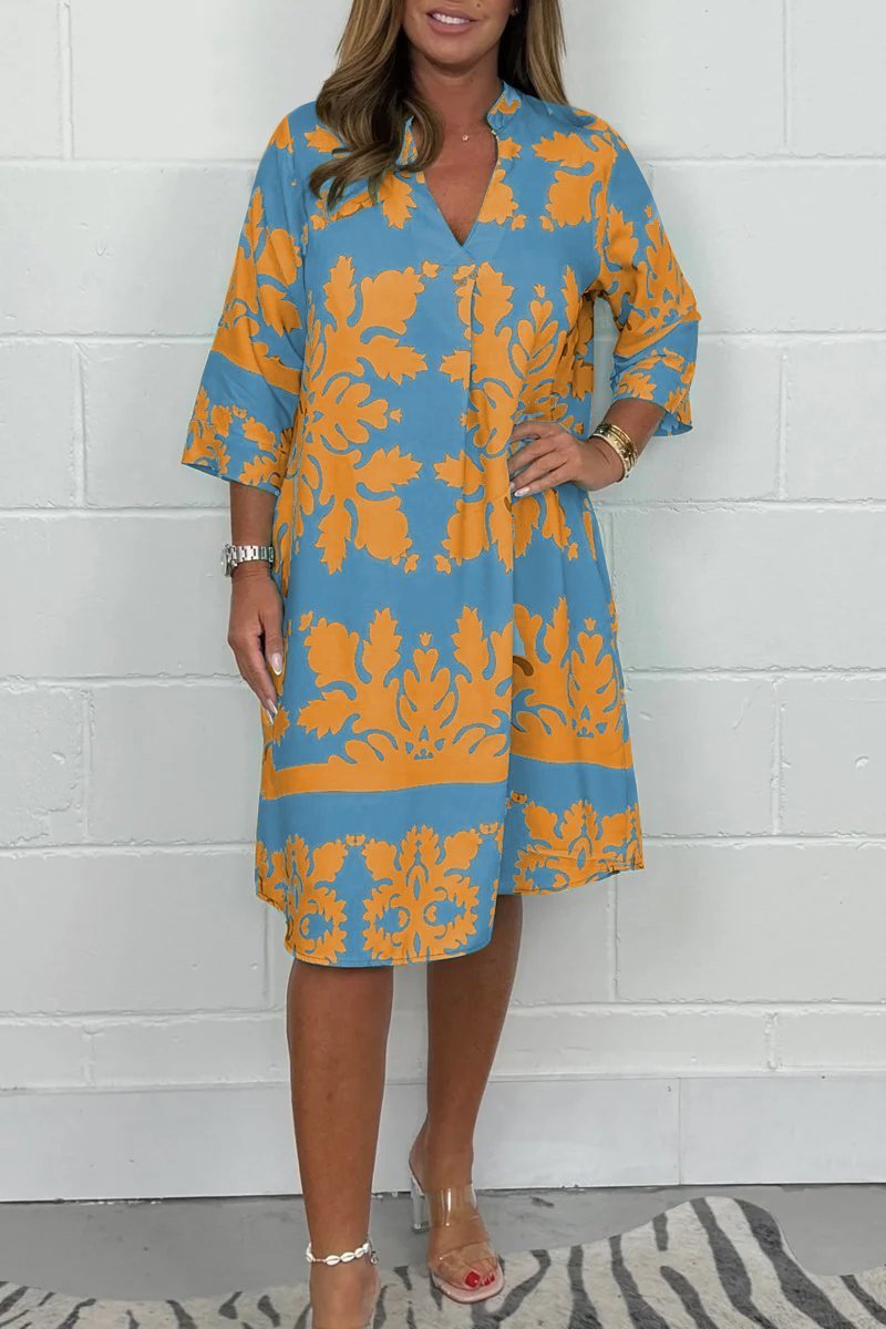Vestido midi floral de primavera para mujer. Versátil y elegante, ideal para eventos, fiestas o un look cómodo.