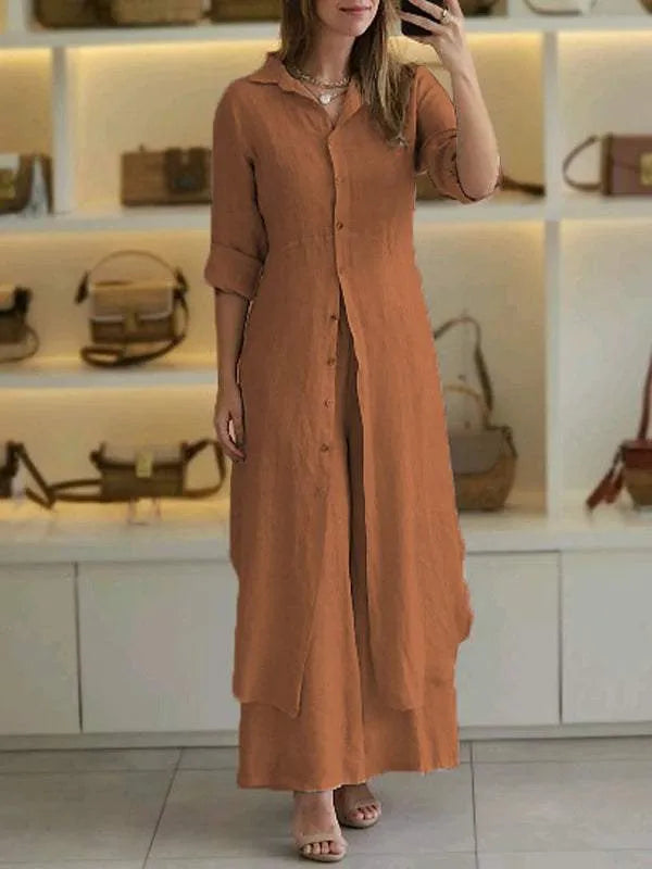 Estilo y confort: Conjunto de vestido y pantalón elegante Viena para mujer. Moda femenina de dos piezas.