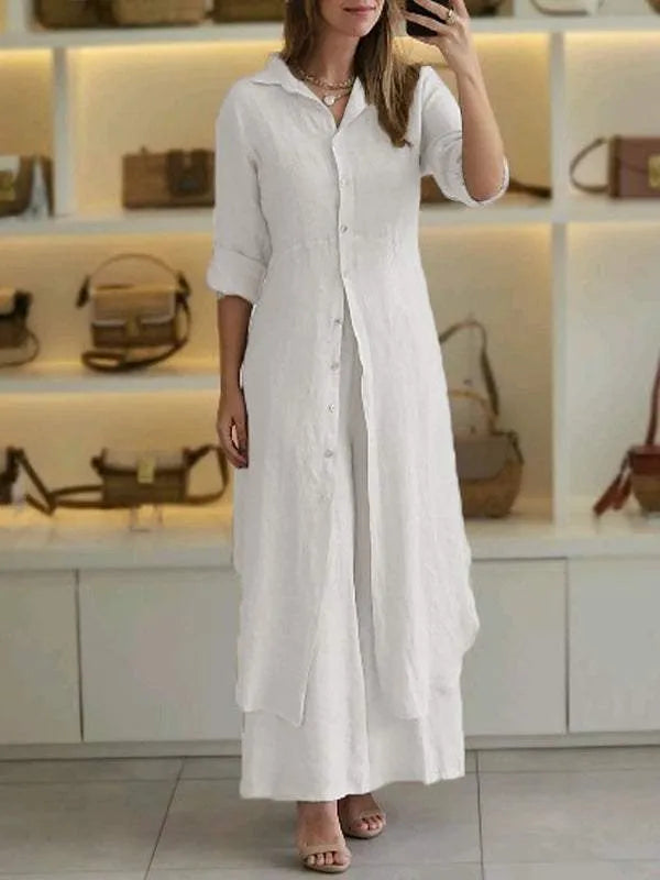 Conjunto Viena de vestido y pantalón. Ropa formal de mujer en dos piezas, sofisticada y cómoda.
