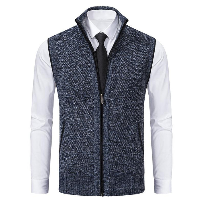 Cárdigan elegante de punto grueso con cremallera para hombre. Abrigo ligero y cómodo para invierno.