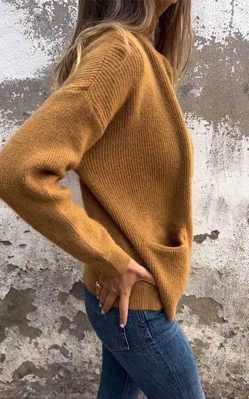 Moderna chaqueta de punto de algodón para mujer, con cremallera, cálida y casual; ideal otoño-invierno.