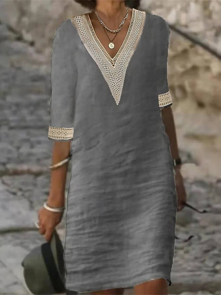 Vestido de fiesta para mujer, diseño elegante con escote en V y encaje. Ideal para ocasiones especiales.