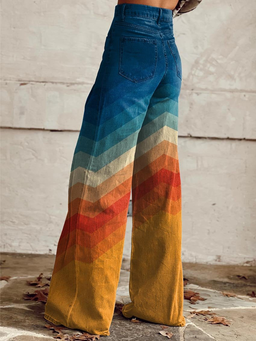 Pantalones acampanados SPECTRA para mujer con diseño vibrante. Ideales para look elegante, casual o festival.