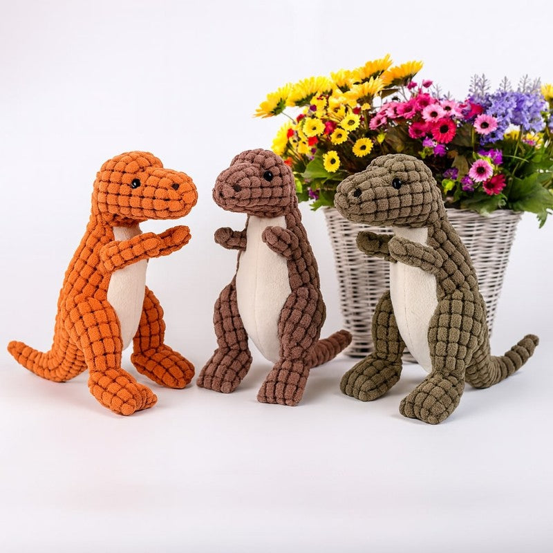 Juguete masticable de dinosaurio para perros, duradero y resistente para horas de diversión garantizada.