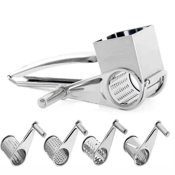 Utensilio de cocina: rallador manual de queso y vegetales de acero inoxidable. Herramienta duradera y fácil de limpiar.