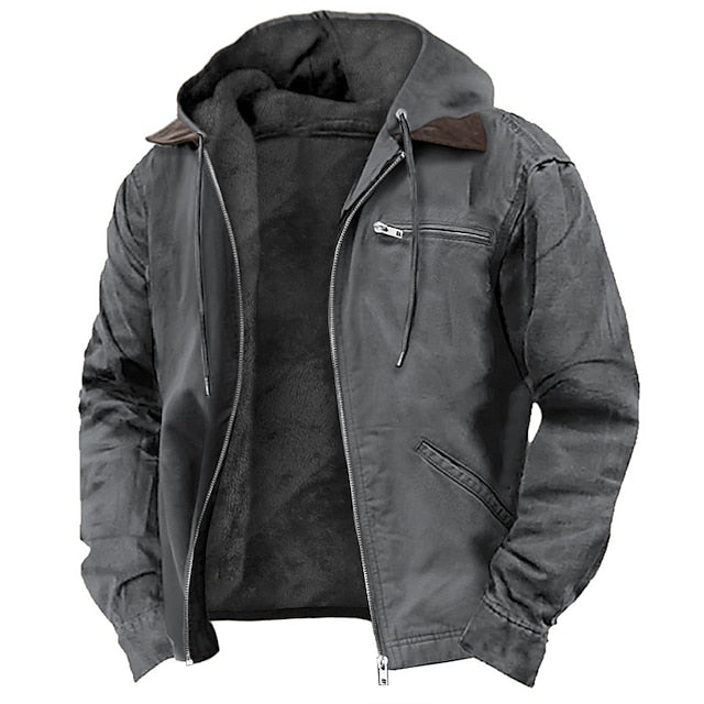 Moderna chaqueta impermeable de hombre, estilo recto. Abrigo funcional y elegante con cierre oculto, perfecta para invierno.