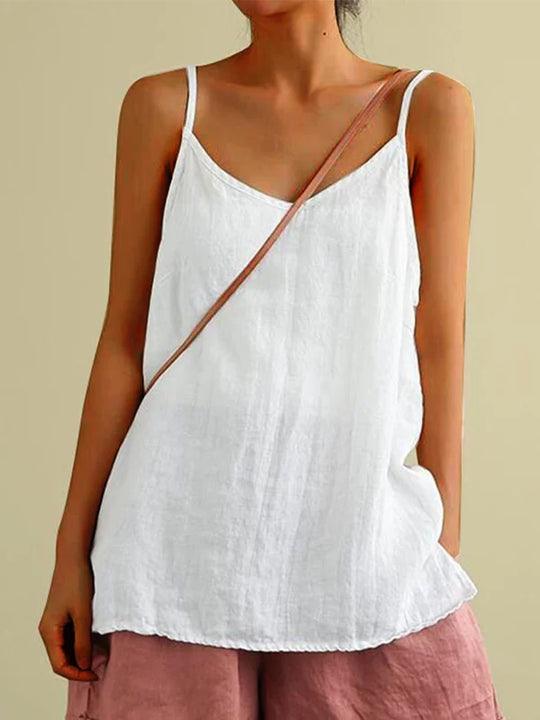 Blusa de verano para mujer con tirantes, diseño fluido y elegante. Perfecta para comodidad casual y moda fresca.