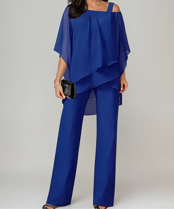 Conjunto casual de dos piezas para mujer, cómodo con diseño de capas, perfecto para el verano.