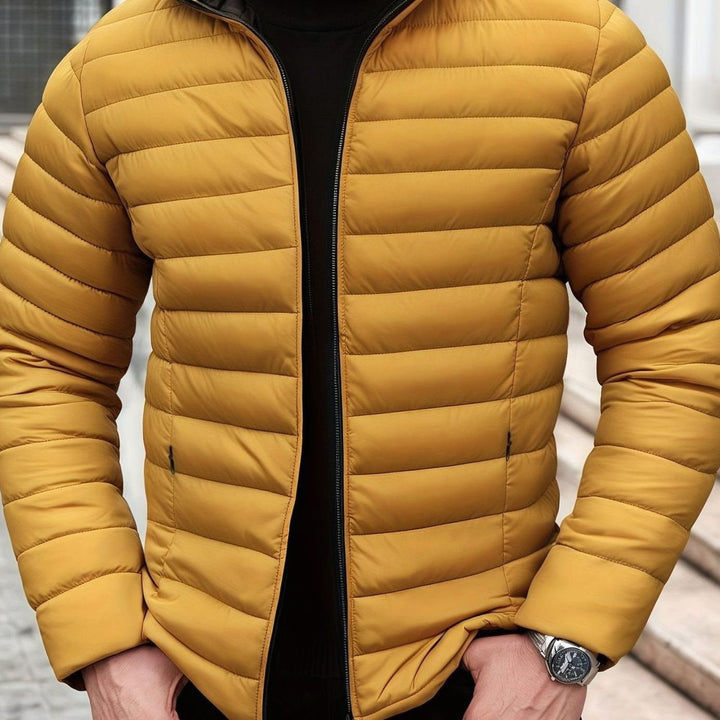 Chaqueta acolchada ligera de hombre para invierno, con cremallera y bolsillos.