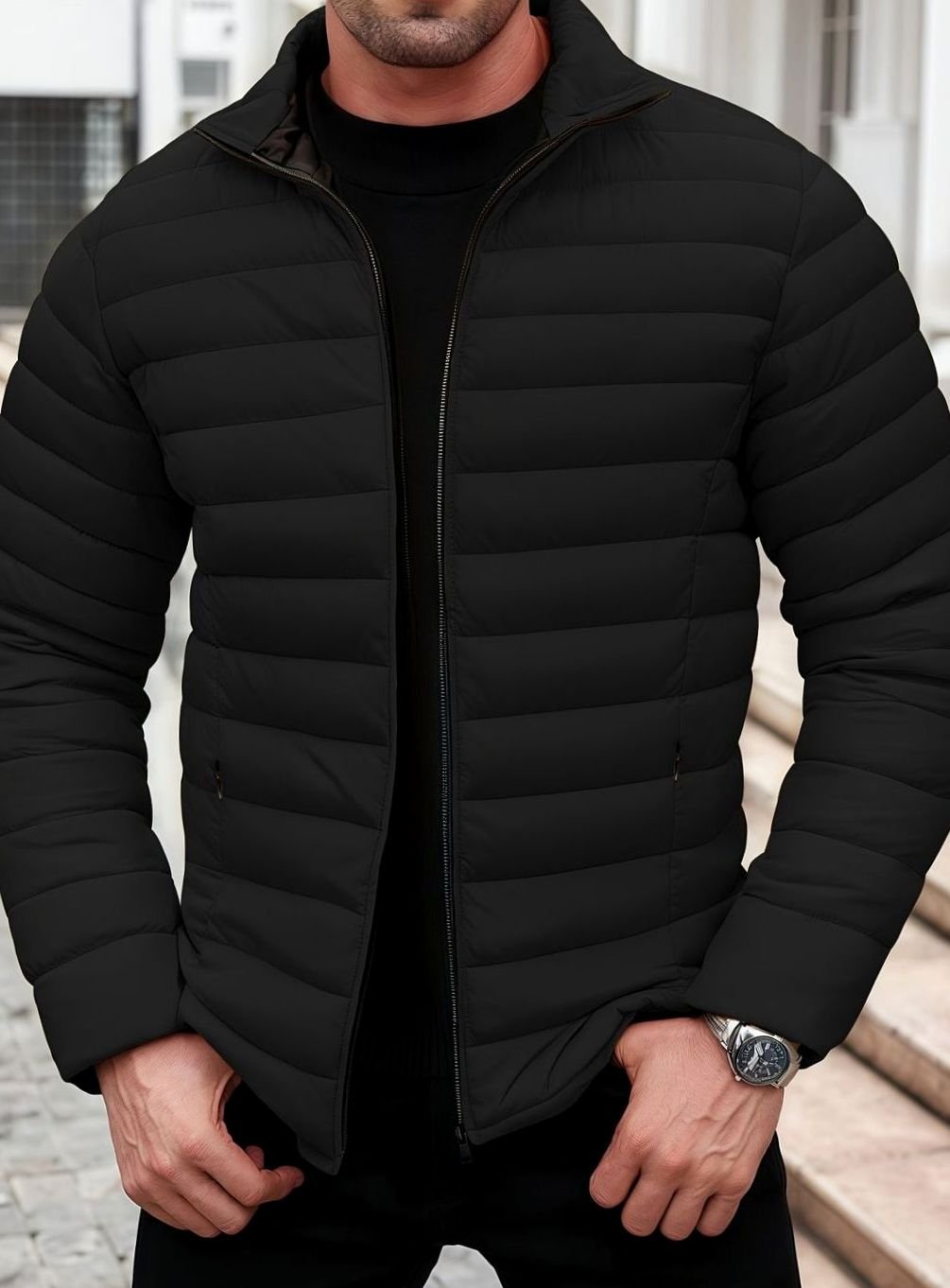 Abrigo de hombre casual, acolchado y ligero, ideal para la temporada de invierno.