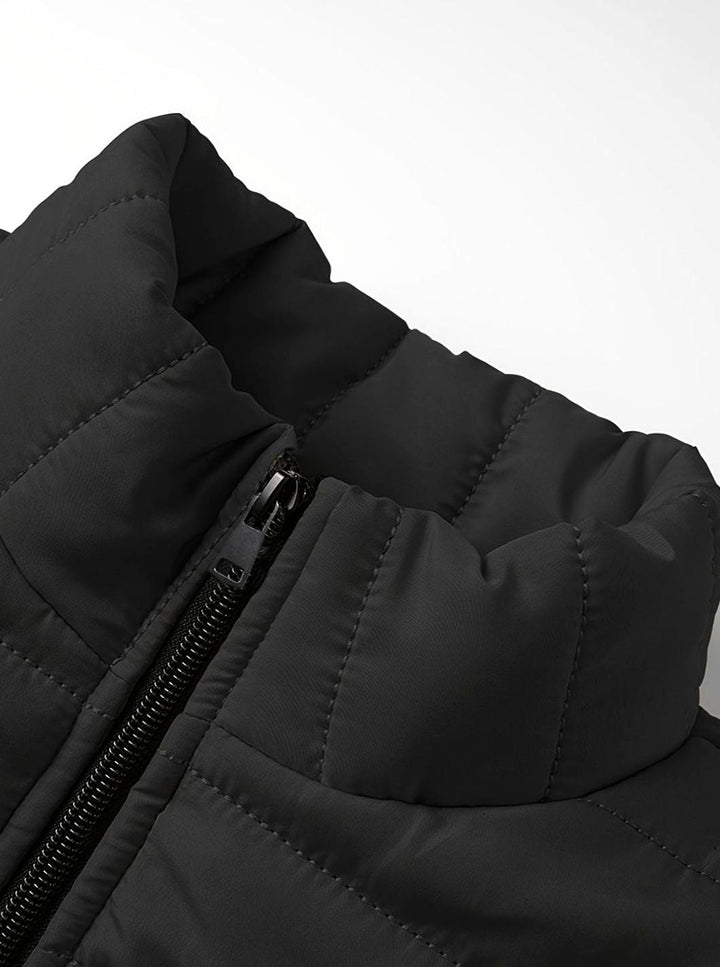Chaqueta cortavientos acolchada de hombre, ligera, con cremallera y estilo casual.