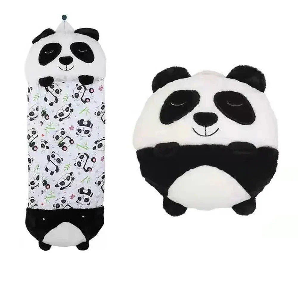 Saco de dormir para niños con diseño de personaje y juguete de abrazo integrado. Ideal para siestas y diversión.