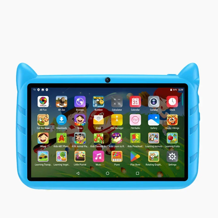 Tableta portátil Android de 7 pulgadas para niños. Fomenta el aprendizaje y juego seguro con apps educativas.