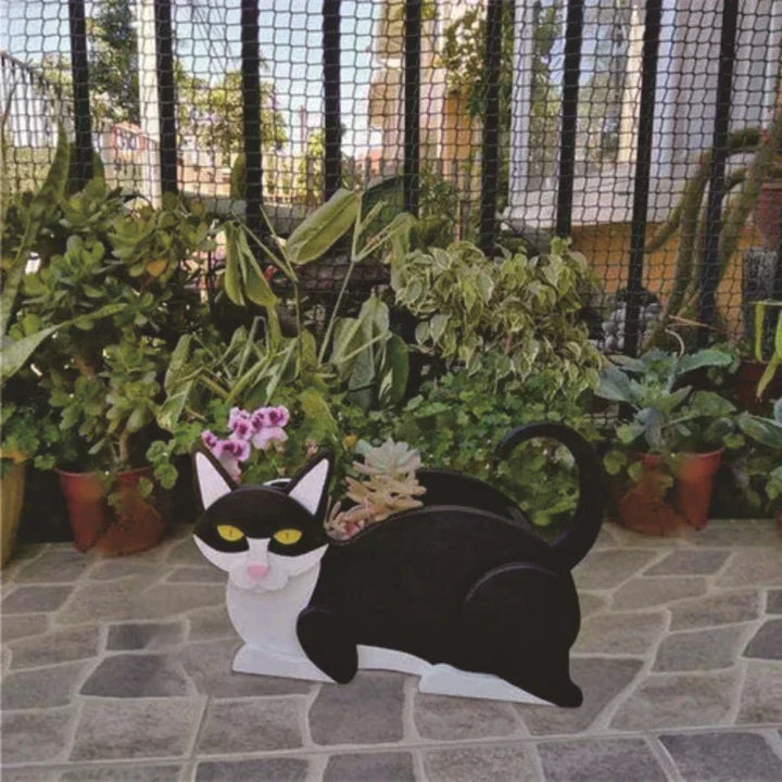 Macetero de diseño de gato para exterior, perfecto para tus flores.