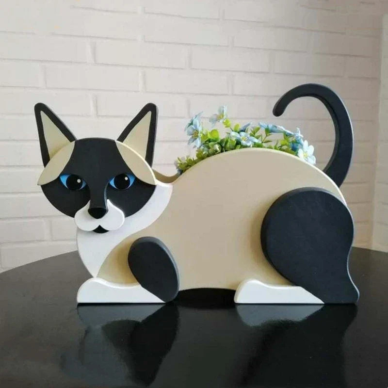 Macetero de gato para exterior, un toque original para tu espacio verde.