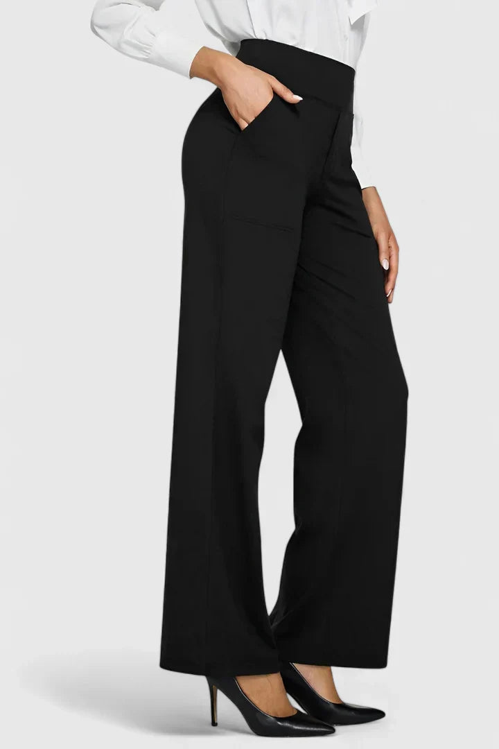 Pantalones elegantes rectos de mujer, ideales para looks casuales y profesionales cómodos.