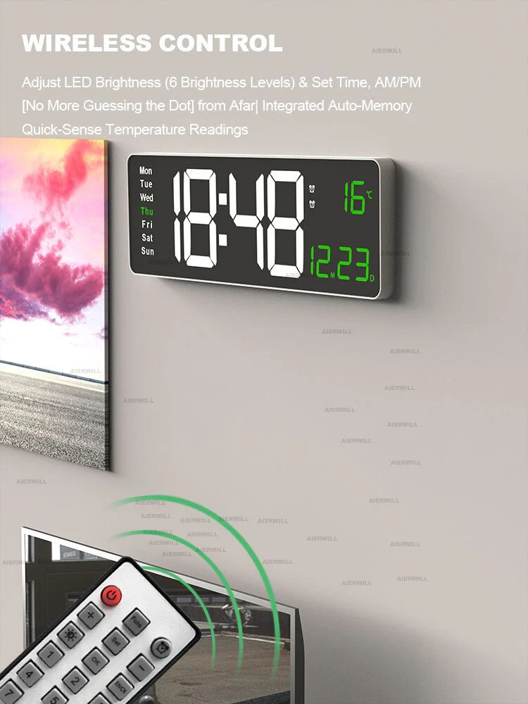 Reloj LED colorido que muestra la hora y la fecha, ideal para añadir un toque futurista a tu hogar.