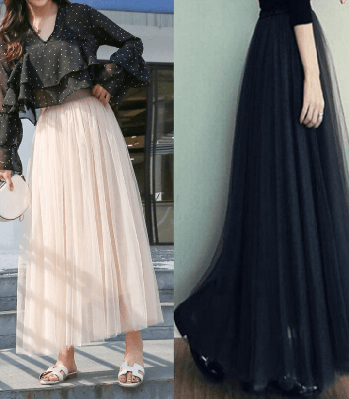 Falda larga de verano, estilo bohemio y elegante, con cintura alta que realza la figura femenina.