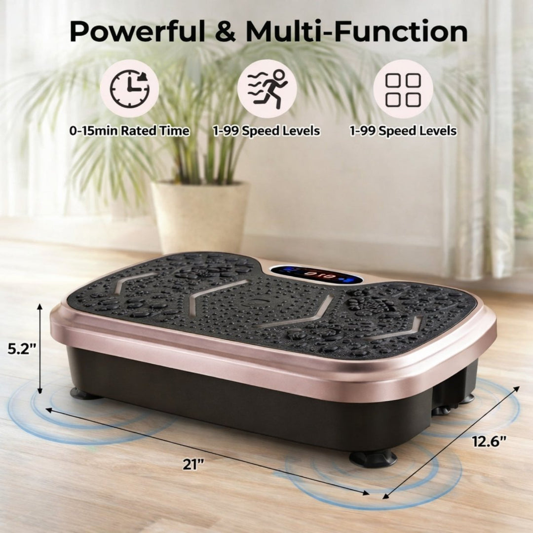 Plataforma de vibración de cuerpo completo para relajación profunda y masaje. Beneficios de bienestar.
