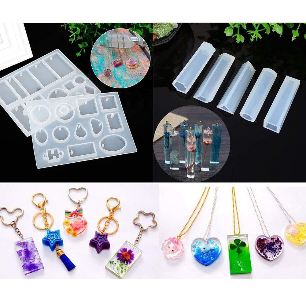Kit de manualidades con moldes de resina para la creación de joyas y accesorios únicos hechos a mano.