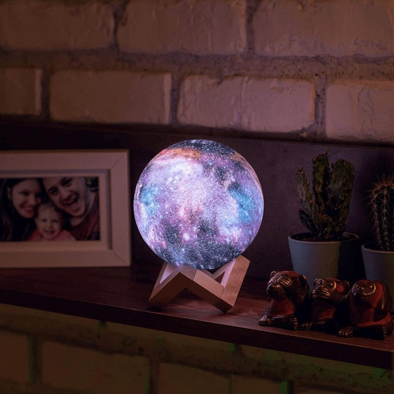 Lámpara LED de luna galaxia, luz ambiental con 16 colores para dormitorio infantil o decoración relajante.