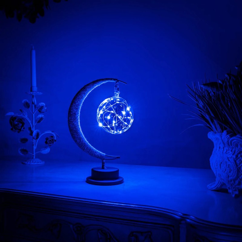 Lámpara de mesa decorativa de luna LED, crea ambiente cálido. Iluminación interior, diseño único para tu hogar.