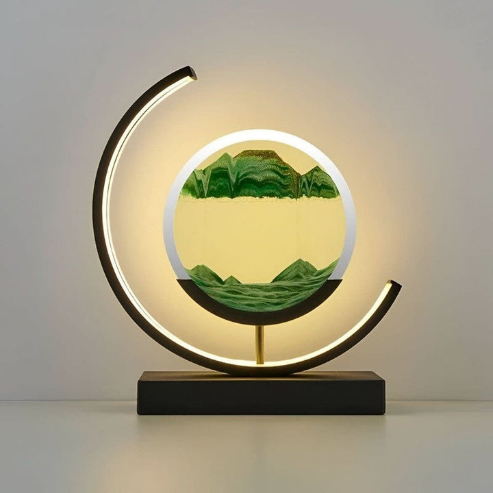 Lámpara de mesa de arena cinética con luz LED para un ambiente tranquilo. Ideal para dormitorio, sala o estudio.