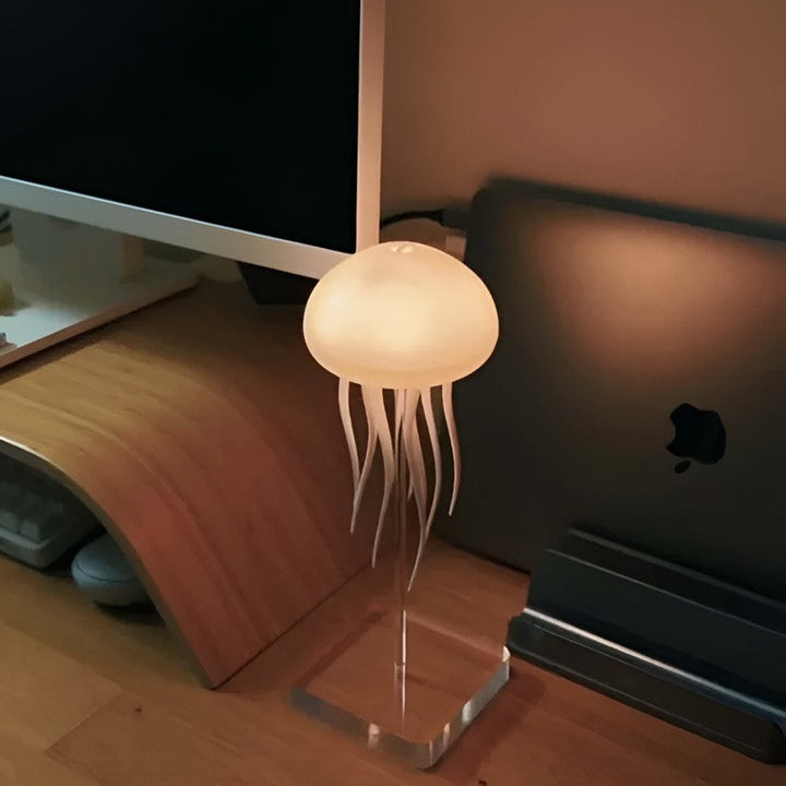 Lámpara de noche LED RGB con medusa flotante. Iluminación ambiental y decoración para dormitorio, hogar u oficina.