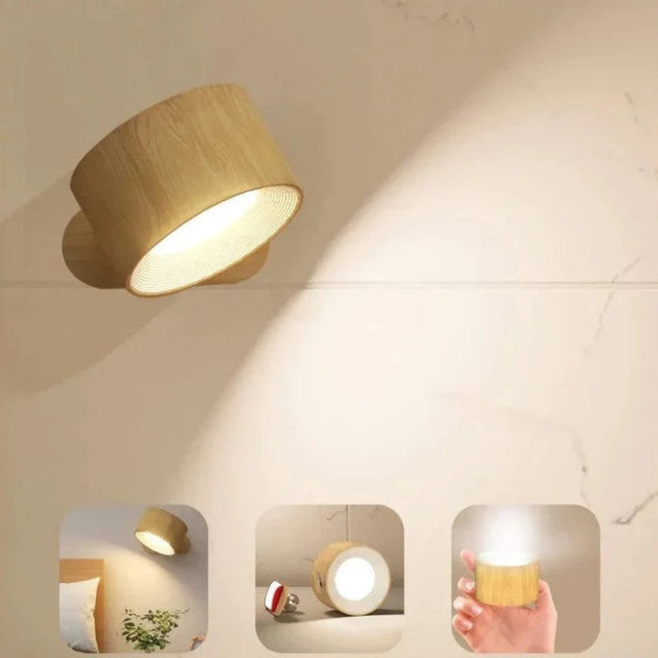 Lámpara LED de pared inalámbrica de fácil montaje magnético, giratoria y recargable.