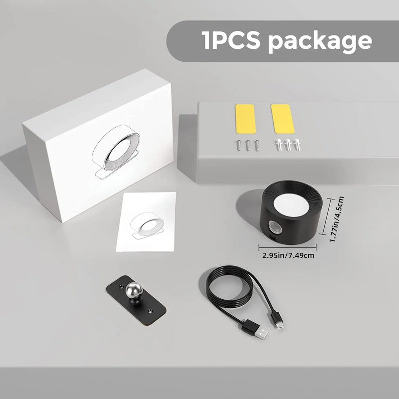 Lámpara de pared LED inalámbrica, giratoria, recargable, magnética, táctil y con mando.