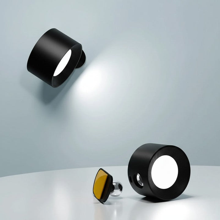 Luz LED de pared inalámbrica, control táctil, giratoria, recargable USB, montaje magnético.
